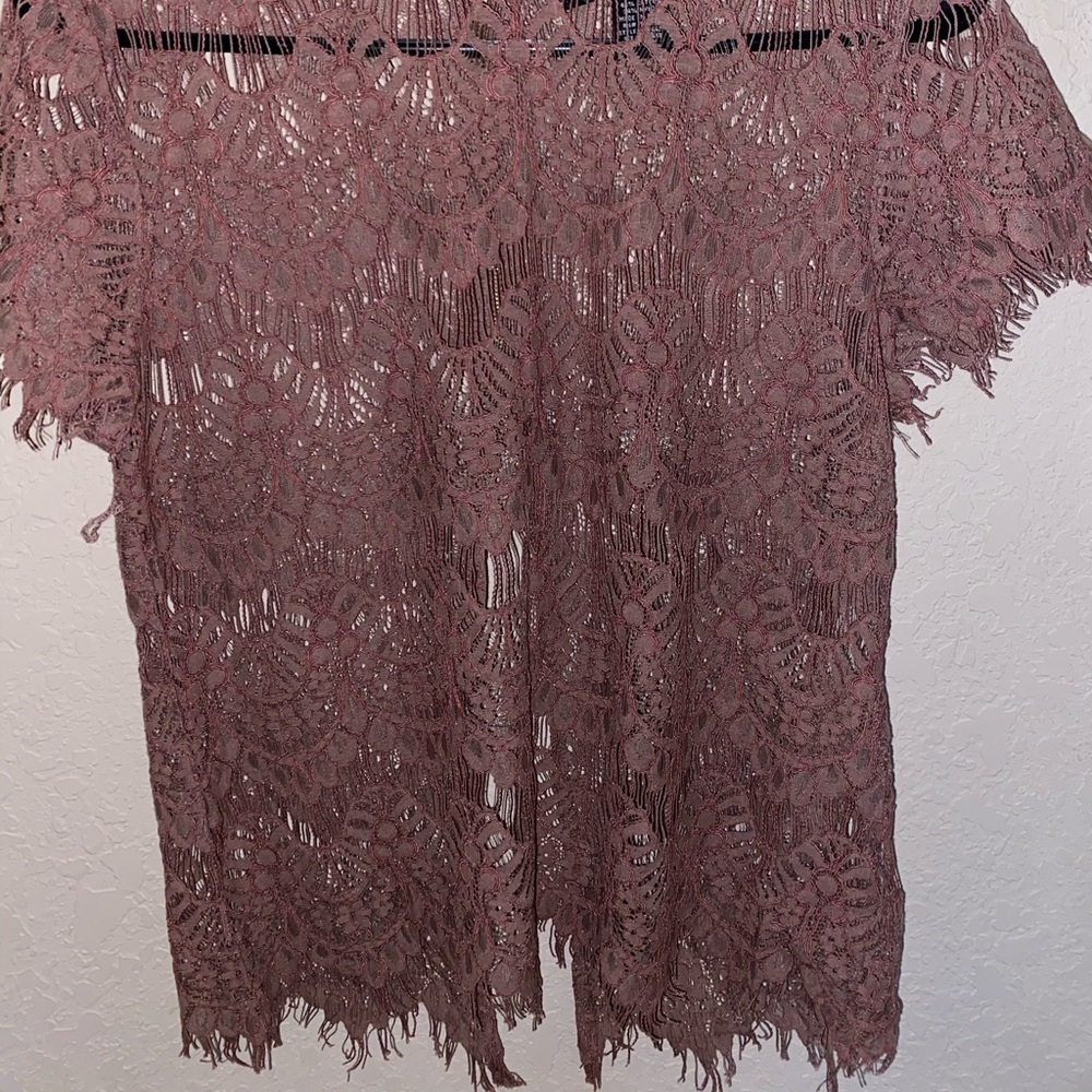 Large mauve see through top worn once
